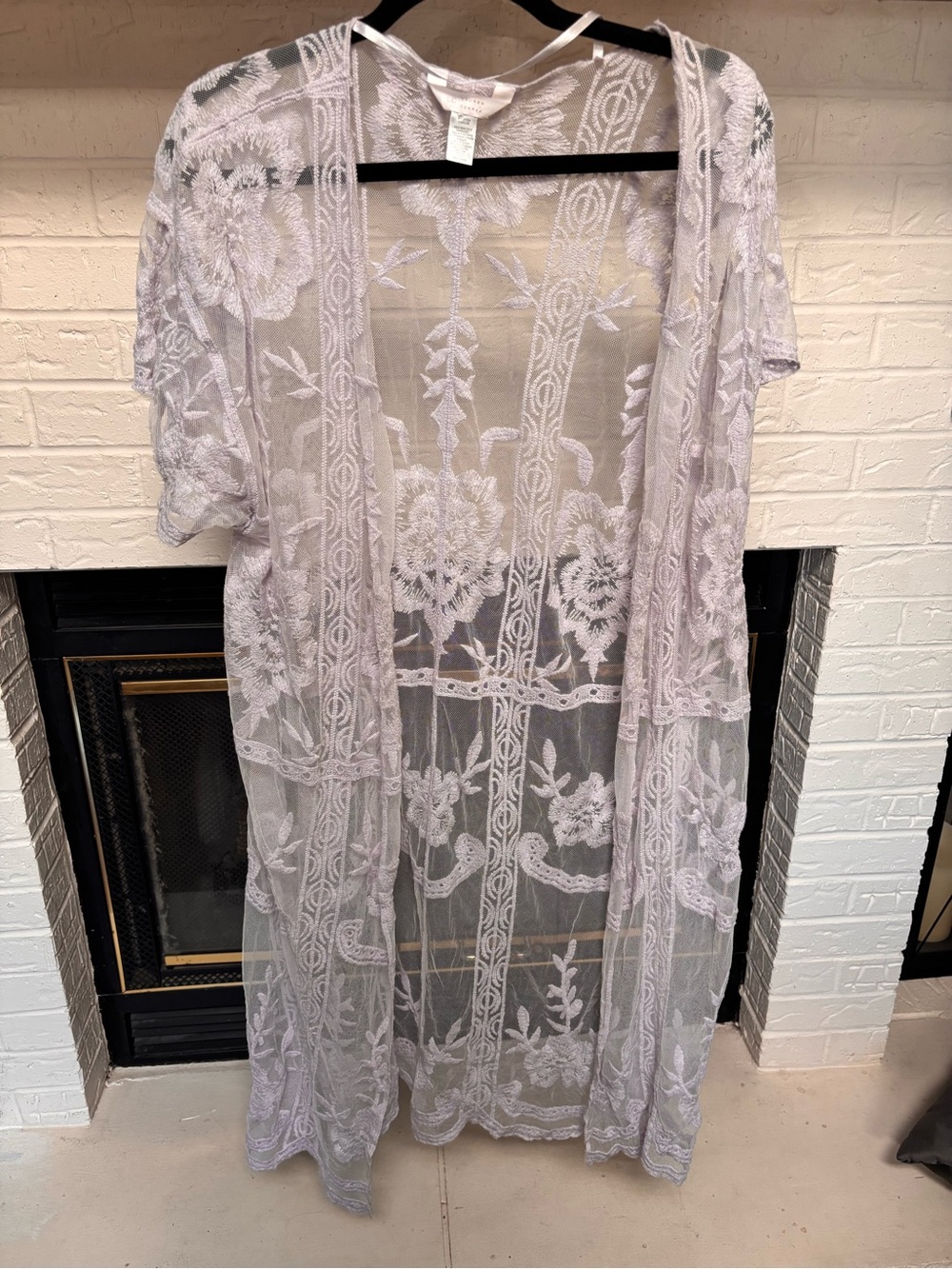 LC Lauren Conrad Light Lavender Embroidered Sheer Kimono